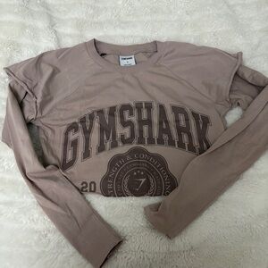 Gymshark Brown Gray Crop Graphic Hoodie